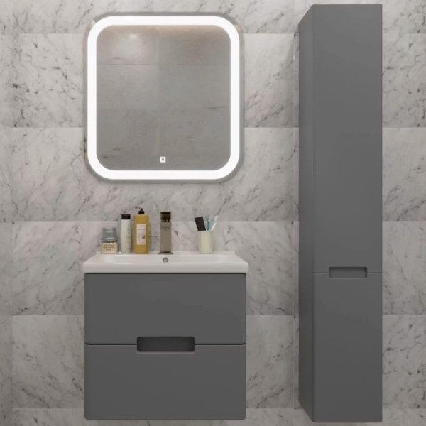 Мебель для ванной комнаты SanStar Noche 60 подвесная, графит софт, раковина Миранда