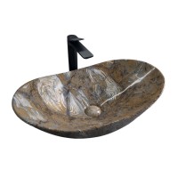 Накладная раковина GID Lago Mnc811T 61 под глянцевый камень, овальная, фаянс