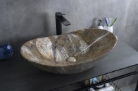 Накладная раковина GID Lago Mnc811T 61 под глянцевый камень, овальная, фаянс