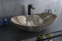 Накладная раковина GID Lago Mnc811T 61 под глянцевый камень, овальная, фаянс