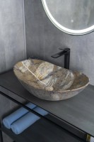 Накладная раковина GID Lago Mnc811T 61 под глянцевый камень, овальная, фаянс