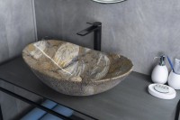 Накладная раковина GID Lago Mnc811T 61 под глянцевый камень, овальная, фаянс