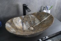 Накладная раковина GID Lago Mnc811T 61 под глянцевый камень, овальная, фаянс