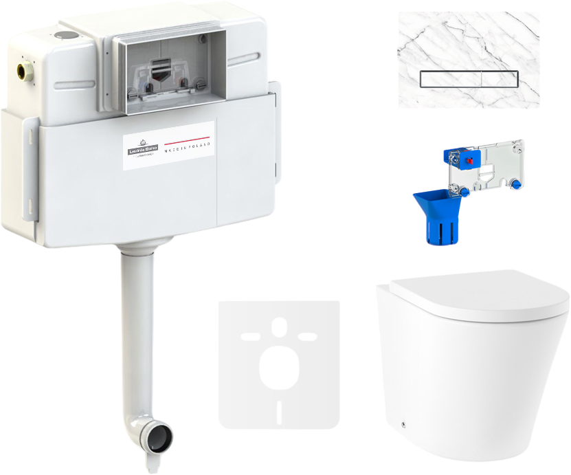 Комплект Lavinia Boho Унитаз приставной Biore 33044050 + Крышка-сиденье Biore 33290410 с микролифтом + Бачок скрытого монтажа RelFix 38020010 + Кнопка RelFix 38050903 + Дозатор RelFix 38040010