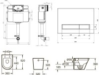 Комплект Lavinia Boho Унитаз приставной Biore 33044050 + Крышка-сиденье Biore 33290410 с микролифтом + Бачок скрытого монтажа RelFix 38020010 + Кнопка RelFix 38050903 + Дозатор RelFix 38040010