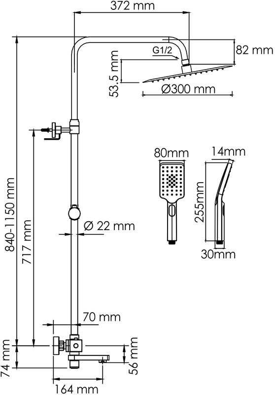 Душевая стойка Wasserkraft Aisch A199.262.201.BG Thermo с термостатом, золото