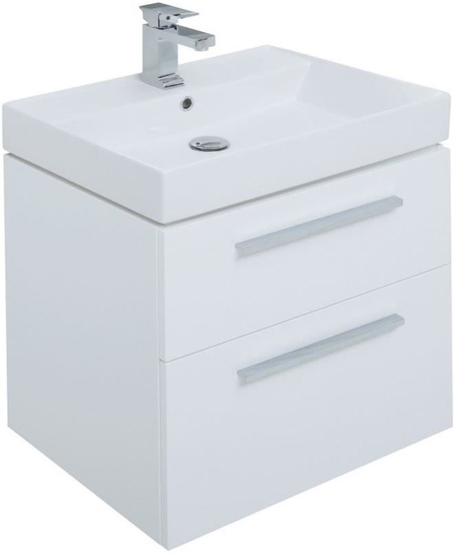 Мебель для ванной комнаты Aquanet Nova 60 2 ящика, белый глянец