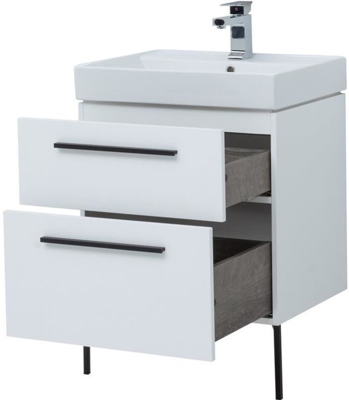 Мебель для ванной комнаты Aquanet Nova 60 2 ящика, белый глянец