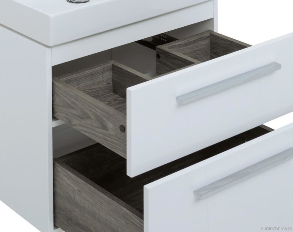 Мебель для ванной комнаты Aquanet Nova 60 2 ящика, белый глянец