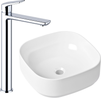 Комплект Накладная раковина Lavinia Boho Bathroom Sink Slim 33311006 + Смеситель Wellsee ICON! for life 182306000 хром