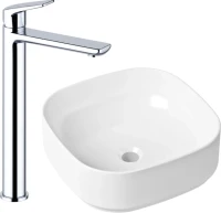 Комплект Накладная раковина Lavinia Boho Bathroom Sink Slim 33311006 + Смеситель Wellsee ICON! for life 182306000 хром