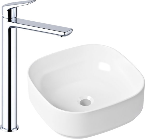 Комплект Накладная раковина Lavinia Boho Bathroom Sink Slim 33311006 + Смеситель Wellsee ICON! for life 182306000 хром