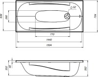 Акриловая ванна AM.PM Tender Oval 150x70 см, пристенная, белая, с каркасом