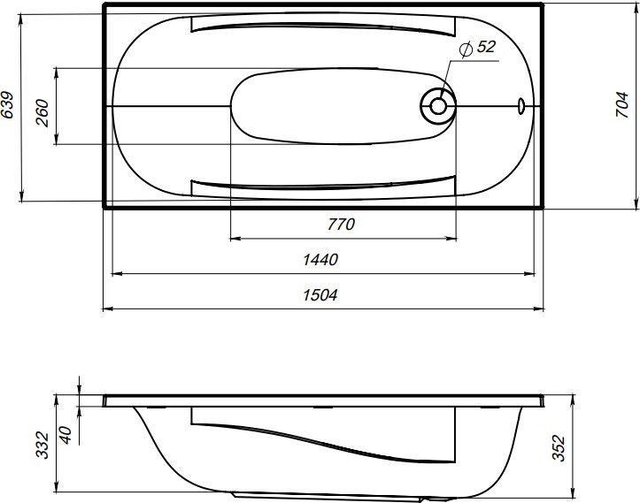 Акриловая ванна AM.PM Tender Oval 150x70 см, пристенная, белая, с каркасом