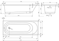 Акриловая ванна Vagnerplast Kasandra 175x70 см, пристенная, белая, с каркасом