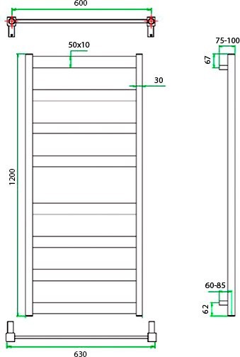 Полотенцесушитель водяной Grota Brezza 63x120