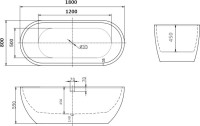 Акриловая ванна Art&Max AM-218-1800-800 180x80 см, отдельностоящая, белая, овальная, с каркасом, со сливом-переливом