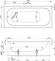 Стальная ванна Bette Form 150x70 см, встраиваемая, на ножках, с самоочищающимся покрытием, с антискользящим покрытием, с шумоизоляцией