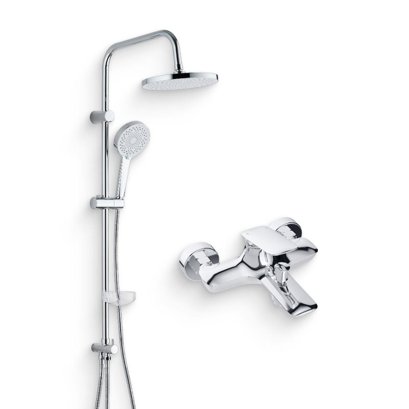 Душевой комплект Смеситель BOND Cube B03-3100 хром + Стойка Circle B01-8800 хром