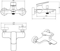 Душевой комплект Смеситель BOND Cube B03-3100 хром + Стойка Circle B01-8800 хром