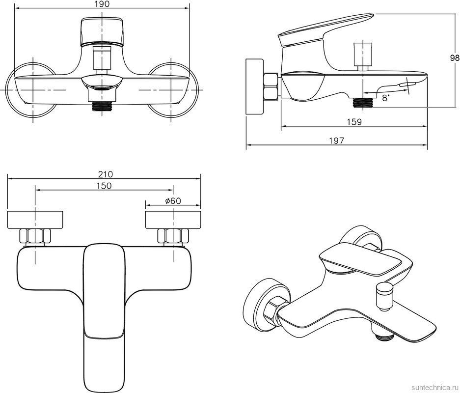 Душевой комплект Смеситель BOND Cube B03-3100 хром + Стойка Circle B01-8800 хром
