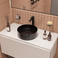 Накладная раковина STWORKI Берген S21413BK 36 матовая черная, круглая