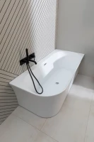 Акриловая ванна Allen Brau Priority 4 R 170x80 см, угловая, правая, пристенная, белая, асимметричная, на ножках, с экраном, со сливом-переливом