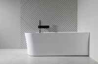 Акриловая ванна Allen Brau Priority 4 R 170x80 см, угловая, правая, пристенная, белая, асимметричная, на ножках, с экраном, со сливом-переливом