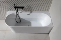 Акриловая ванна Allen Brau Priority 4 R 170x80 см, угловая, правая, пристенная, белая, асимметричная, на ножках, с экраном, со сливом-переливом