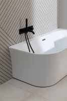 Акриловая ванна Allen Brau Priority 4 R 170x80 см, угловая, правая, пристенная, белая, асимметричная, на ножках, с экраном, со сливом-переливом