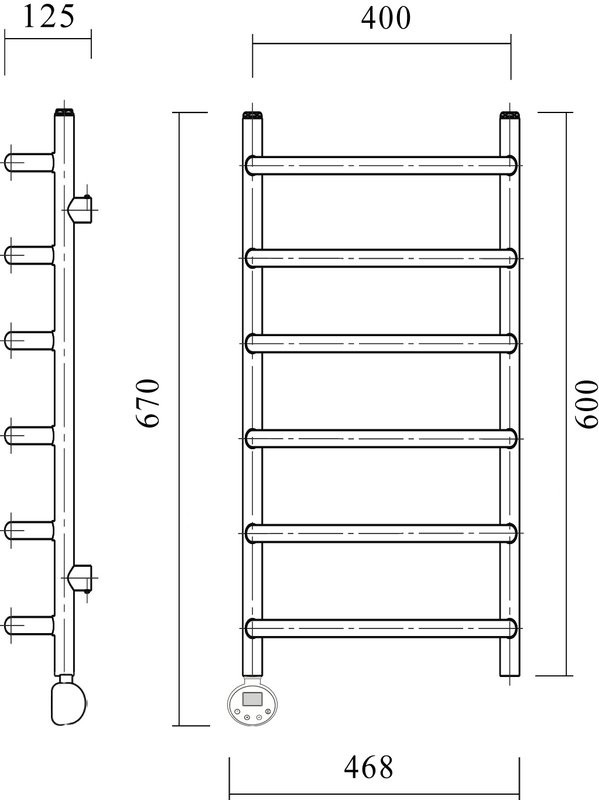 Полотенцесушитель электрический Domoterm Стефано П6 40x60, хром, L
