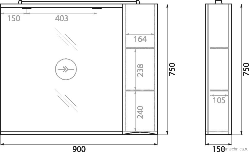 Зеркало BelBagno Marino R 90