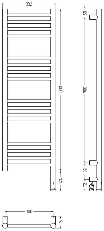 Полотенцесушитель электрический Сунержа Богема 3.1 31-6005-1030 110x35 см, подключение справа, матовый черный, лесенка