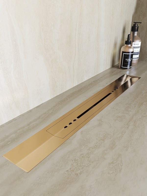 Душевой трап (лоток) RGW Sdr 53Gb 40 см, решетка золото brush, с сифоном