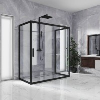 Душевой уголок Kubele DE019 R2U-CLN-BLMT 120х80 см, профиль матовый черный