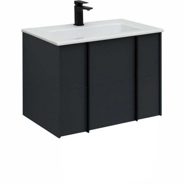 Тумба с раковиной Allen Brau Reality 70 подвесная, антрацит матовый, раковина Fantasy Flat 72x47, без перелива, белая