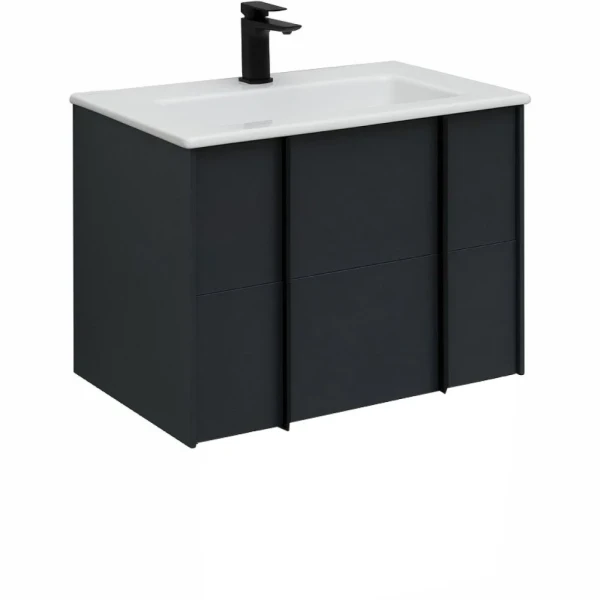 Тумба с раковиной Allen Brau Reality 70 подвесная, антрацит матовый, раковина Fantasy Flat 72x47, без перелива, белая