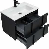 Тумба с раковиной Allen Brau Reality 70 подвесная, антрацит матовый, раковина Fantasy Flat 72x47, без перелива, белая