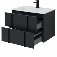 Тумба с раковиной Allen Brau Reality 70 подвесная, антрацит матовый, раковина Fantasy Flat 72x47, без перелива, белая