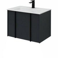 Тумба с раковиной Allen Brau Reality 70 подвесная, антрацит матовый, раковина Fantasy Flat 72x47, без перелива, белая