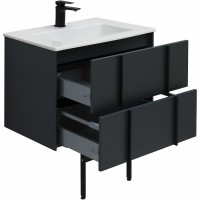 Тумба с раковиной Allen Brau Reality 70 подвесная, антрацит матовый, раковина Fantasy Flat 72x47, без перелива, белая