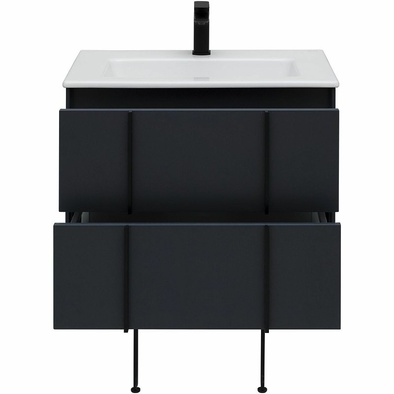 Тумба с раковиной Allen Brau Reality 70 подвесная, антрацит матовый, раковина Fantasy Flat 72x47, без перелива, белая