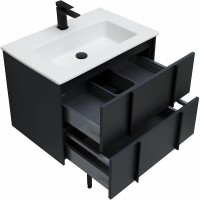 Тумба с раковиной Allen Brau Reality 70 подвесная, антрацит матовый, раковина Fantasy Flat 72x47, без перелива, белая