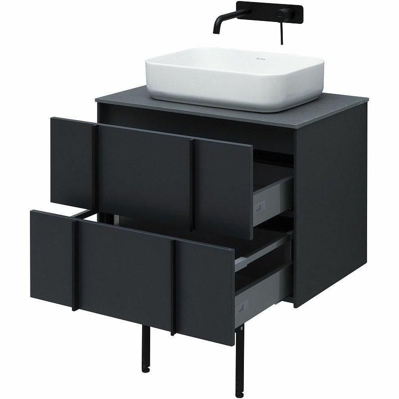 Тумба с раковиной Allen Brau Reality 70 подвесная, антрацит матовый, раковина Fantasy Flat 72x47, без перелива, белая