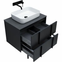Тумба с раковиной Allen Brau Reality 70 подвесная, антрацит матовый, раковина Fantasy Flat 72x47, без перелива, белая