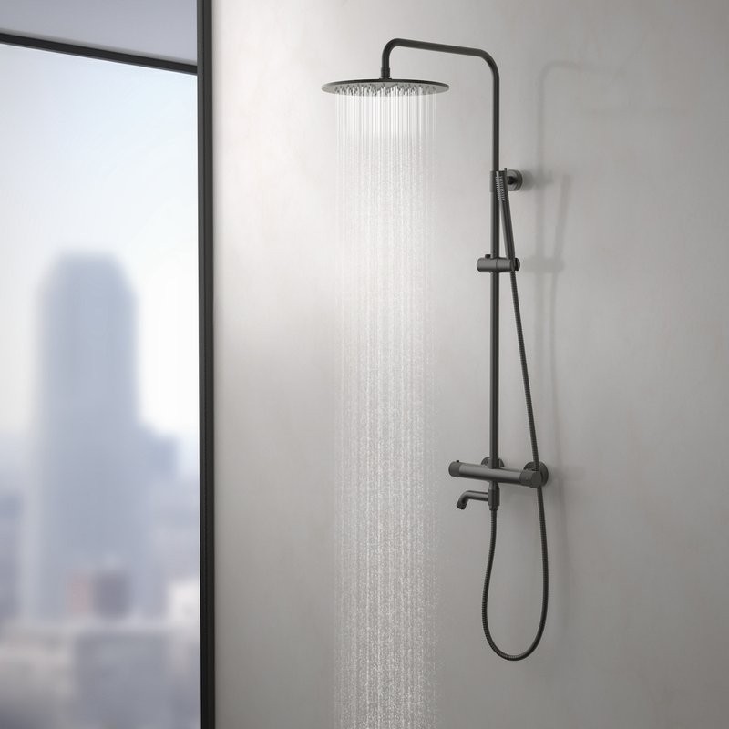 Душевая стойка Timo Saona SX-2380/18 с термостатом, черное золото