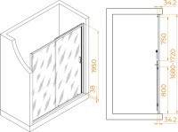 Душевая дверь в нишу RGW Passage PA-14 W 170 см, профиль белый, стекло прозрачное