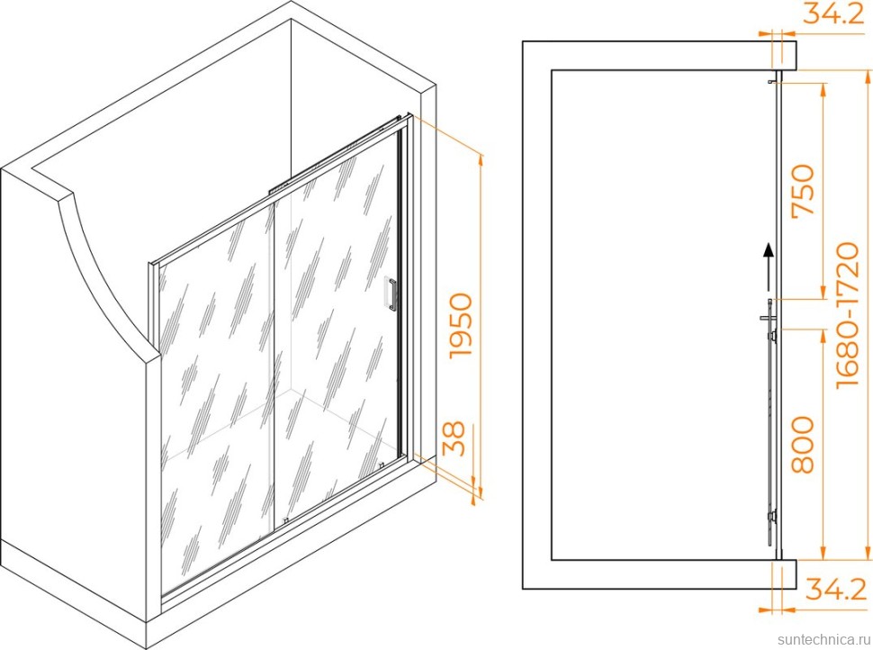 Душевая дверь в нишу RGW Passage PA-14 W 170 см, профиль белый, стекло прозрачное