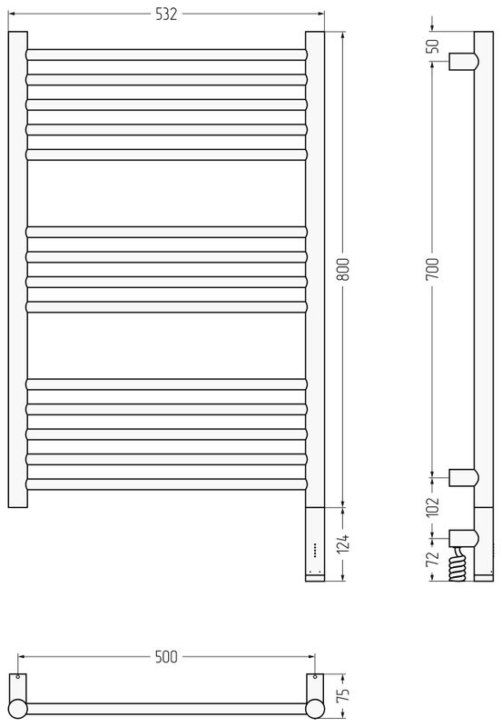 Полотенцесушитель электрический Сунержа Богема 3.1 30-6005-8050 90x55 см, подключение справа, матовый белый, лесенка