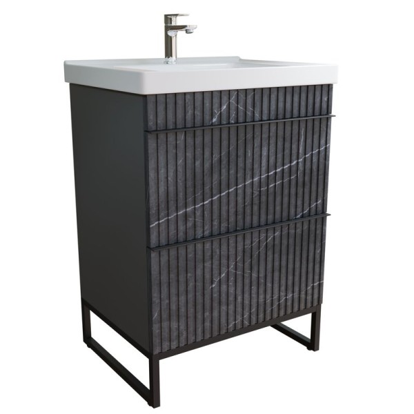 Тумба д/ванной " Mixline" Окленд -60" Графит Мрамор под ум. Грэйс- 60 ЛОФТ (ПВХ) NEW